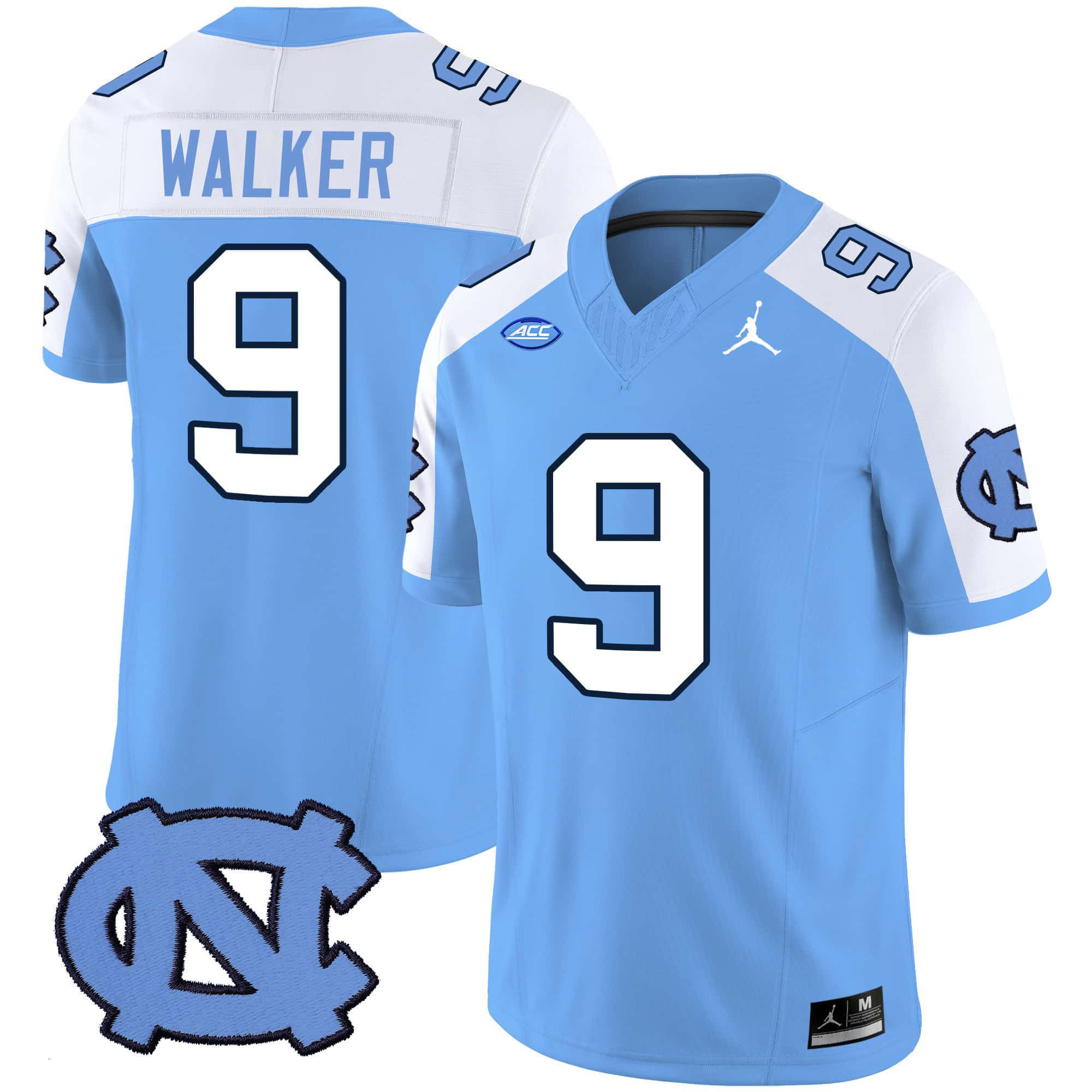 Men North Carolina Tar Heels #9 Walker Light Blue 2024 Vapor Limited NCAA Jersey